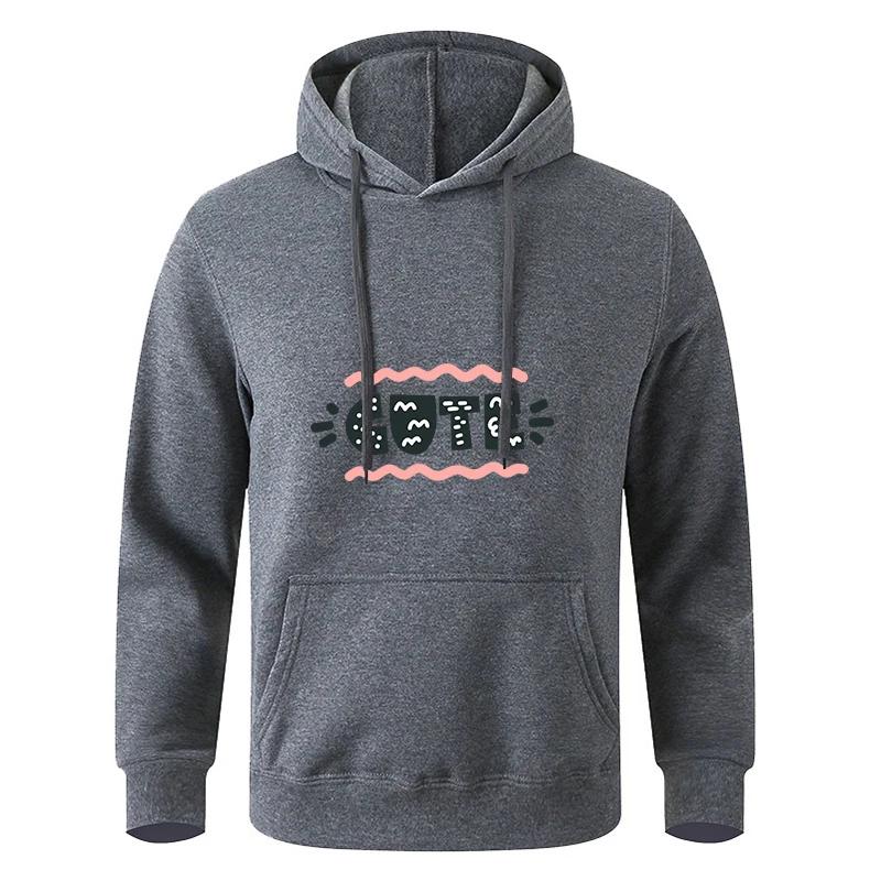 Autumn Teens Black Gray Long Sleeve Hooded Sweatshirt Hoodie Sportswear
