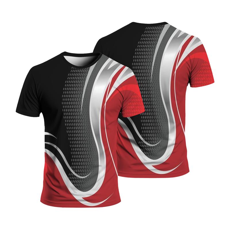 T-shirt Sportiva da Corsa Stampa 3D Fantasia a Strisce Per Uomo Bambini T-shirt 2024 Moda Estiva Traspirante Larga Magliette da Esterno
