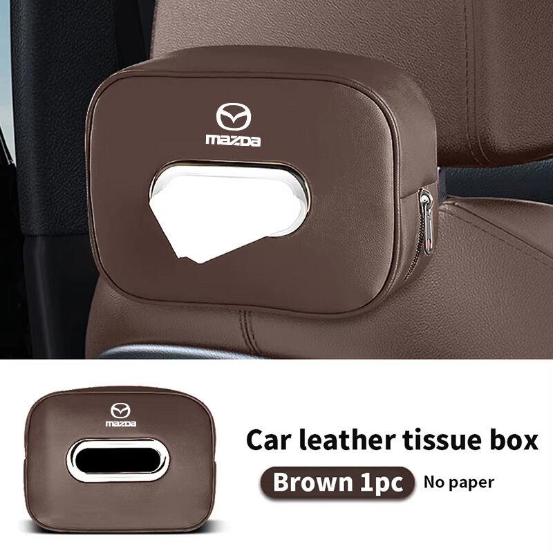 

2025 Hot Car Tissue Box Leather Sun Visor Tissue Holder For Mazda 3 2 5 CX5 CX3 RX8 BT50 323 CX8 CX30 RX7 626 CX7 NX5 CX9 коричневый