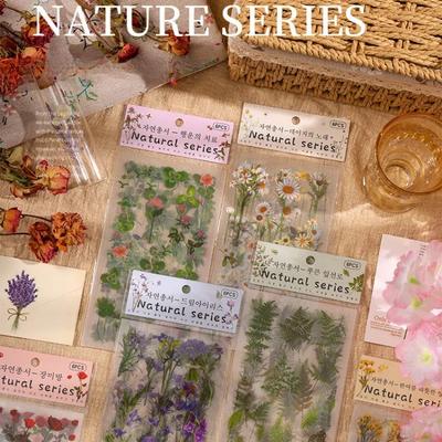 Nature Book Series Handbag Sticker Pack PVC Plant Flower Retro Material Paper Children's Handbag Sticker