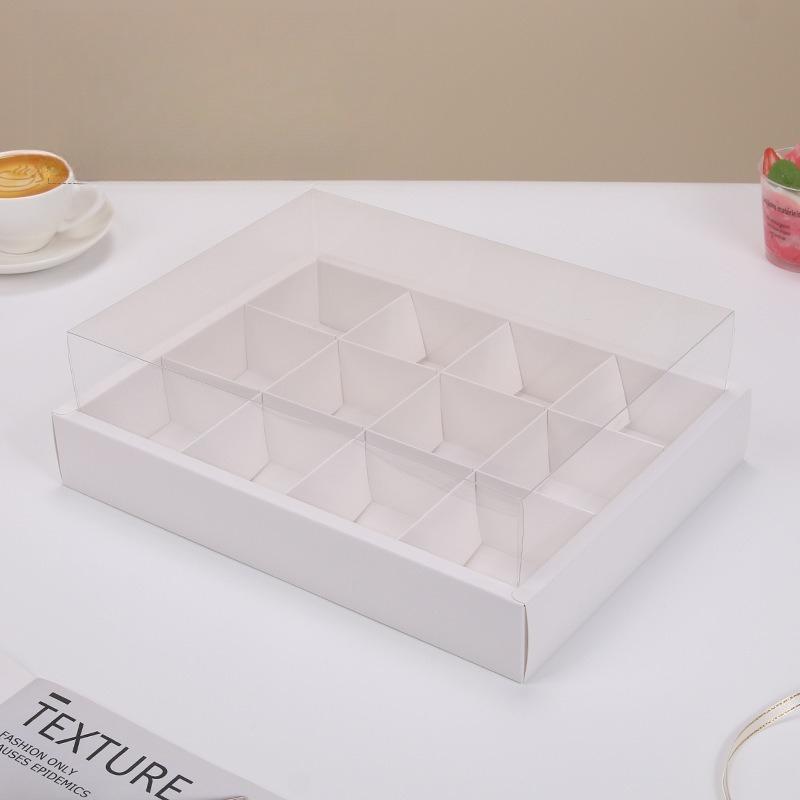 10 Sets of Kraft Paper Nine Grid Picnic Boxes 12 Grid Hotpot Takeaway Packag Box Afternoon Tea Pastry Baking Paper Cupcake Box Thickened No Pack Rope