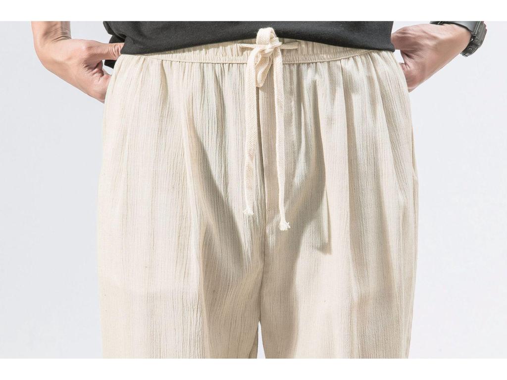 2025 Summer Plus Size Men's Linen Harem Pants - Japanese & Chinese Style