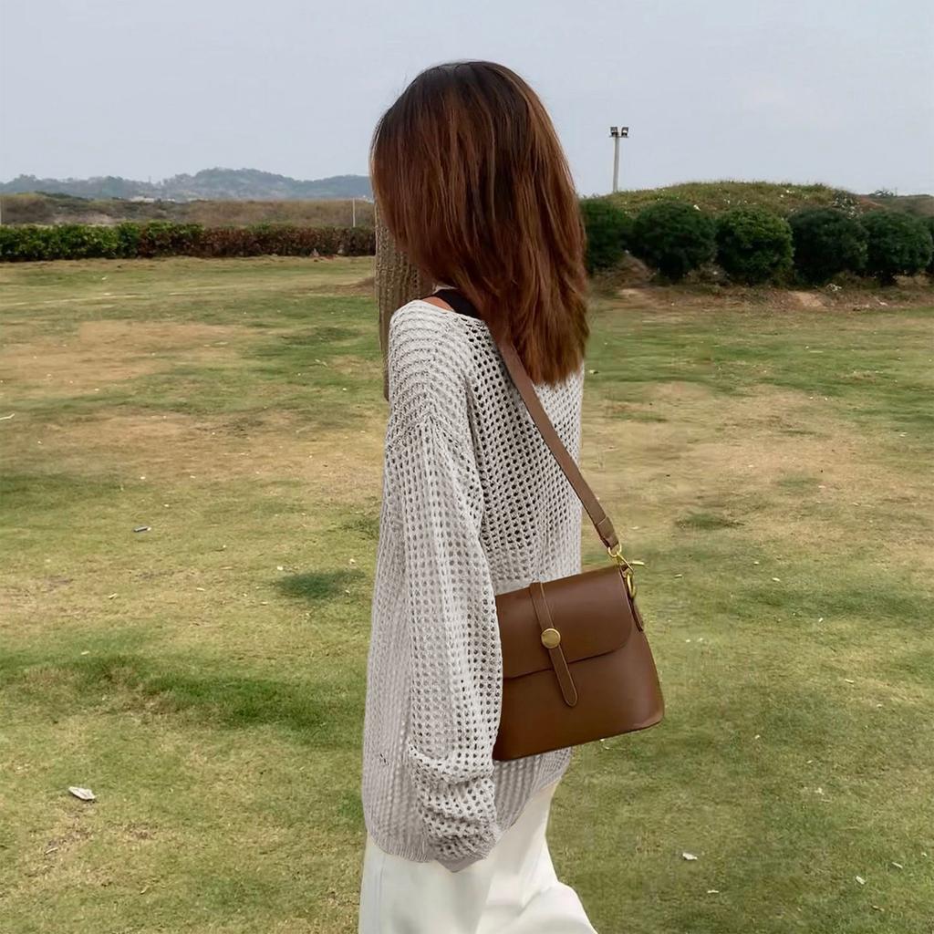 Women’s Hollow Out Knit Pullover Long Sleeve Loose Fit Lightweight Summer Sun Protection Casual Top Sweater Layer