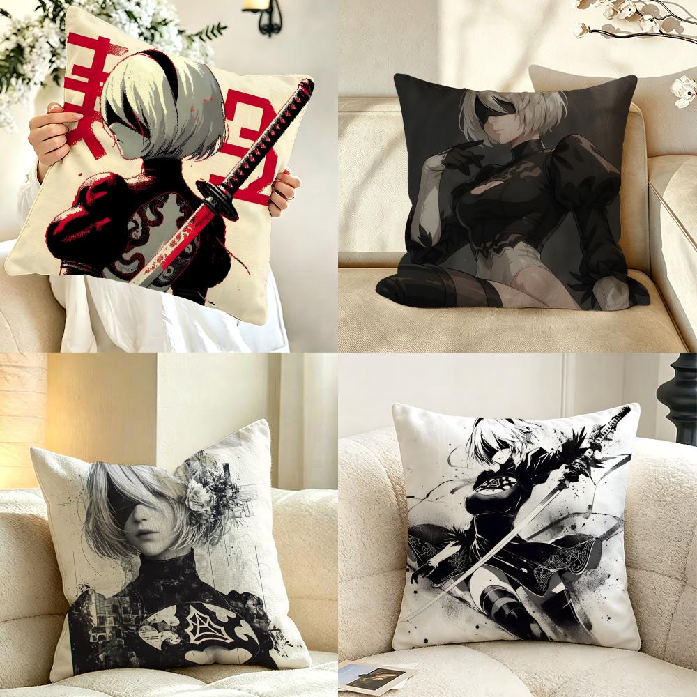 Game NNieR AAutomata Cushion Cover Pillow Case Antidustmite Pillowcase Silky Short Plush Sofa Cushion Cover hot