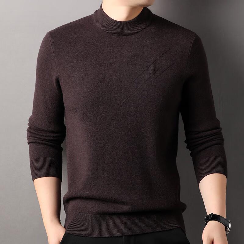 Hengyuanxiang Men's 100% Pure Wool Mock Neck Sweater
