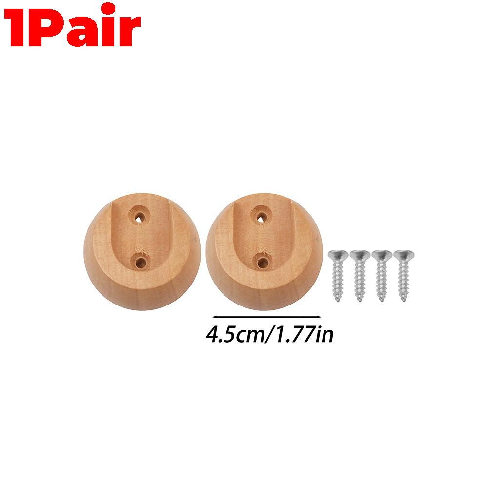 

12/1Pairs Wall Mount Rod Holders Flange Bracket Wooden Closet Pole Sockets U-Shaped with Screws for Wardrobe Hallway Bathroom Natural wood