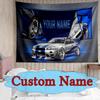 [Custom Name Tapestry]Car Adventure Through Night Tapestry Wall Hanging Tapestry for Living Room Bedroom Decor