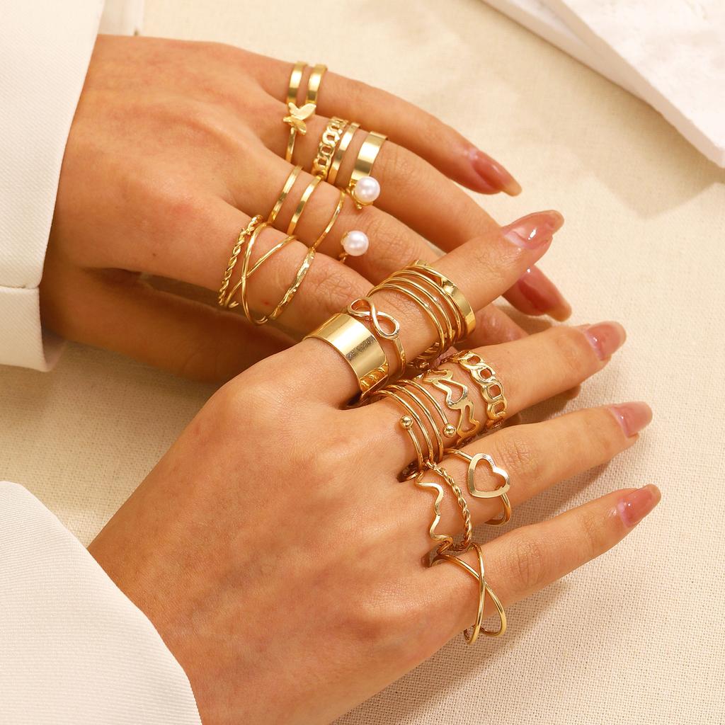 High-quality new ins style set ring, fashionable and creative, simple and good-looking electroplated joint ring 2026 wholesale