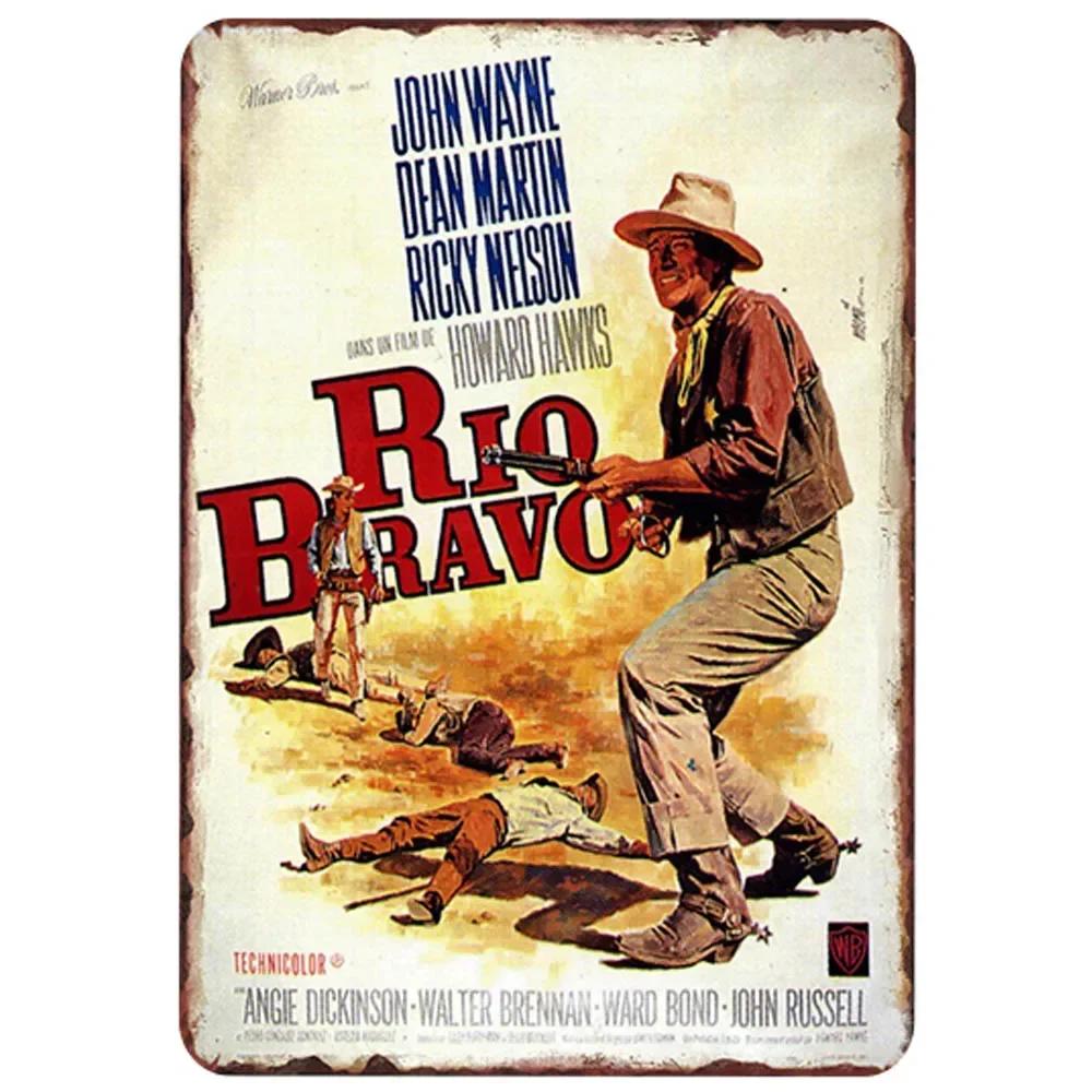 Καουμπόι Τζον Γουέιν Vintage Shabby Chic Metal Λευκοσίδηρος Ταινίες με αφίσα Μεταλλικές σιδερένιες επιγραφές Ρετρό Παμπ Μπαρ Κινηματογράφου Διακόσμηση τοίχου 20x30 εκ.