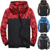 Pánská Camo větruodolná bunda s kapucí a zipem Outwear Plus Velikost M-6XL