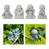 Cute Monk Figurine Buddha Ornaments Sitting Kung Fu Garden, Decorative Delicate Doll Meditating