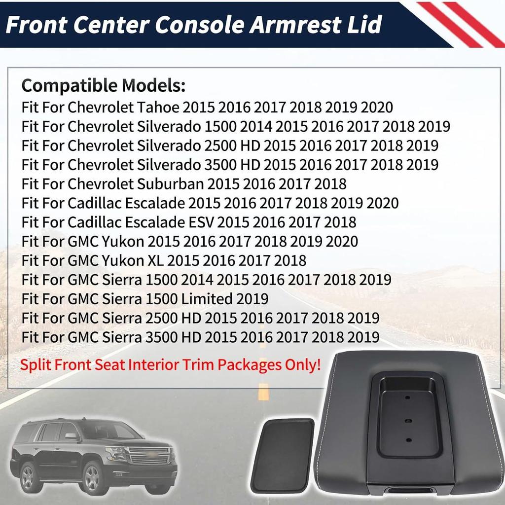 Pokrywa podłokietnika konsoli środkowej przedniego siedzenia dla Chevrolet Silverado/GMC 2014-2018 - 22881398