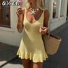 Women's Fashion Summer Spring Solid Color Print U-Neck Sleeveless Casual Dresses