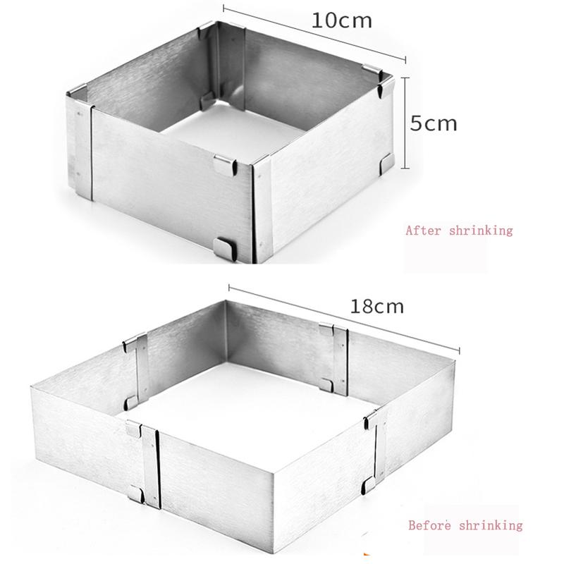 Stainless Steel Cake Mold Ring Adjustable Square Mousse Circle Cake Decorating Tool Cake Cutter Mousse Dessert Baking Mould