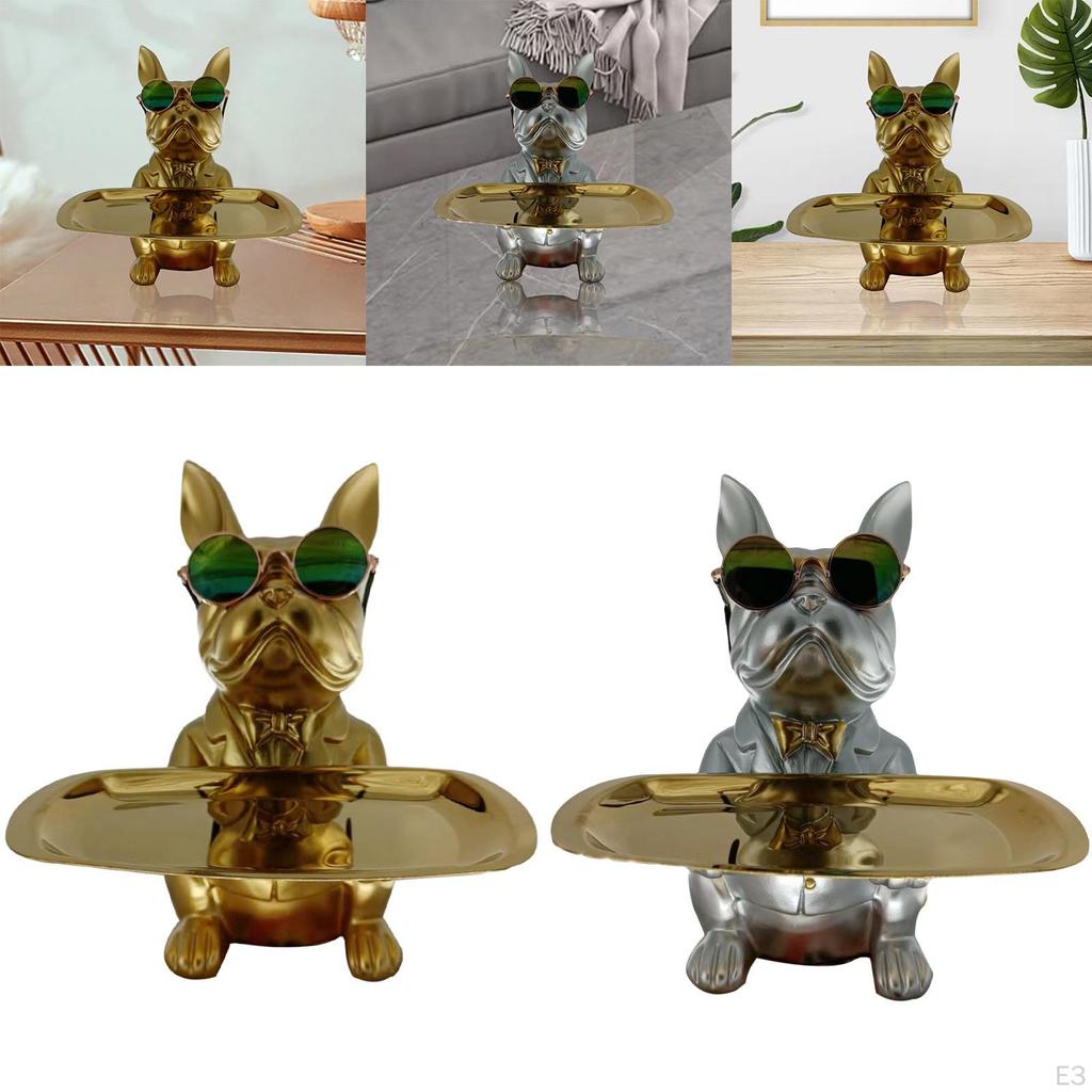 Desk Polyresin Dog Sculpture Entrance Key Storage Holder for Bedside Tables Snack Cute