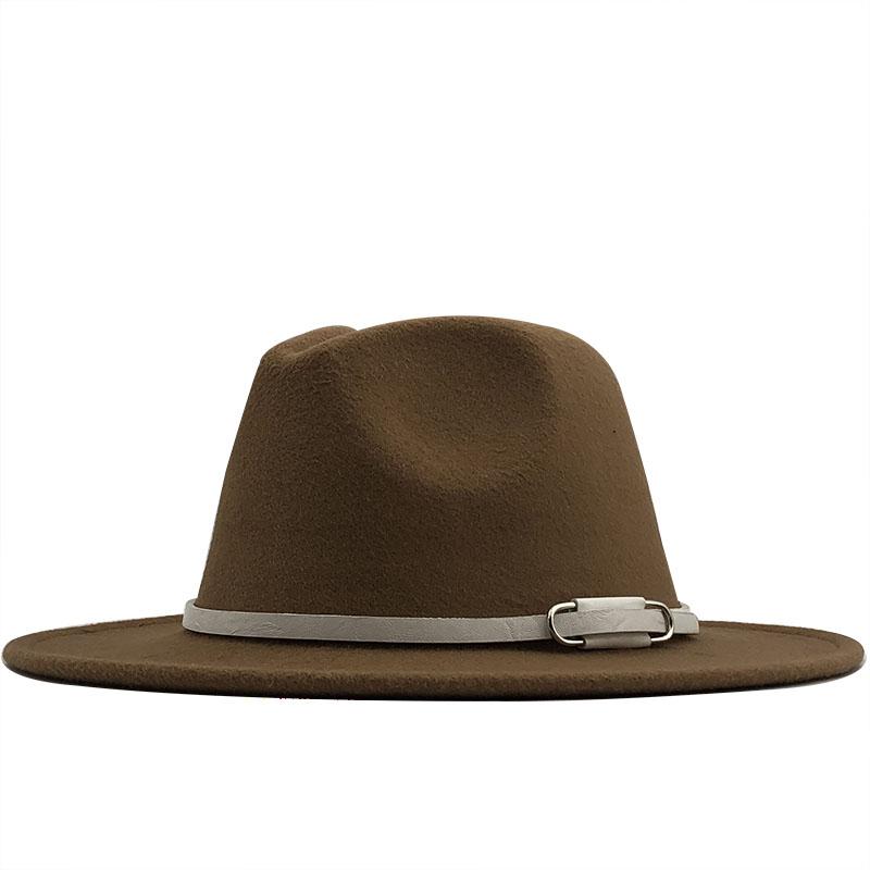 2020 New Sell Women Men Wool Felt Trilby Hats Belt Decor Retro Bowler Hat Panama Style Jazz Fedora Hats L/XL