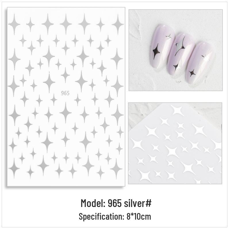 

3D наклейки для ногтей «Звездный взрыв»: Лазерные наклейки золотого, серебряного, черного, белого цвета на самоклеящейся основе