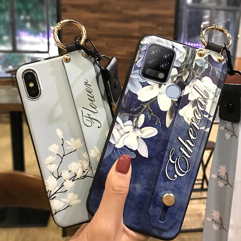 Soft case Back Cover Phone Case For Tecno Pova/LD7 Dirt-resistant Kickstand Wrist Strap Anti-knock Ring Silicone Durable