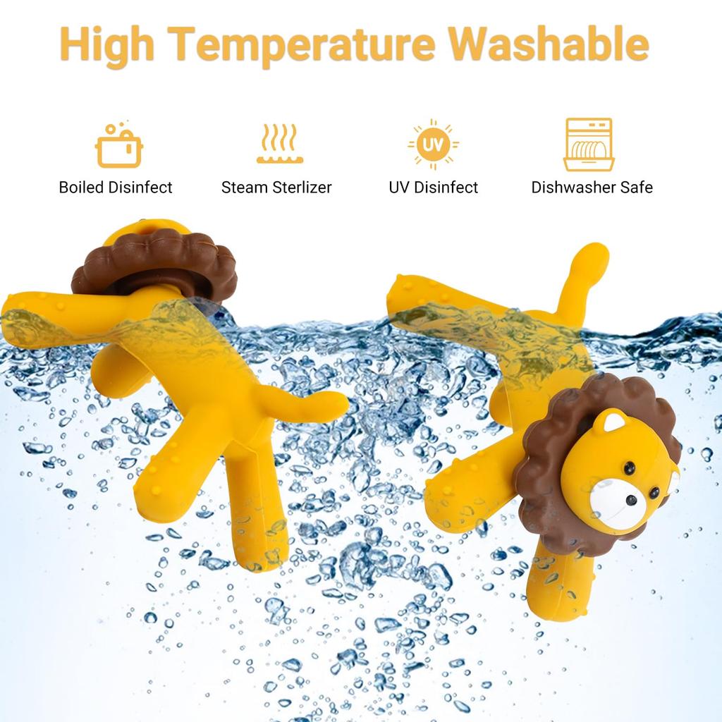 1Pc Lion Baby Teether Toy, Baby Silicone Teething Toy For Infant Toddles 0-6 Month, Bpa-Free Baby Teething Toys For Shower Gifts