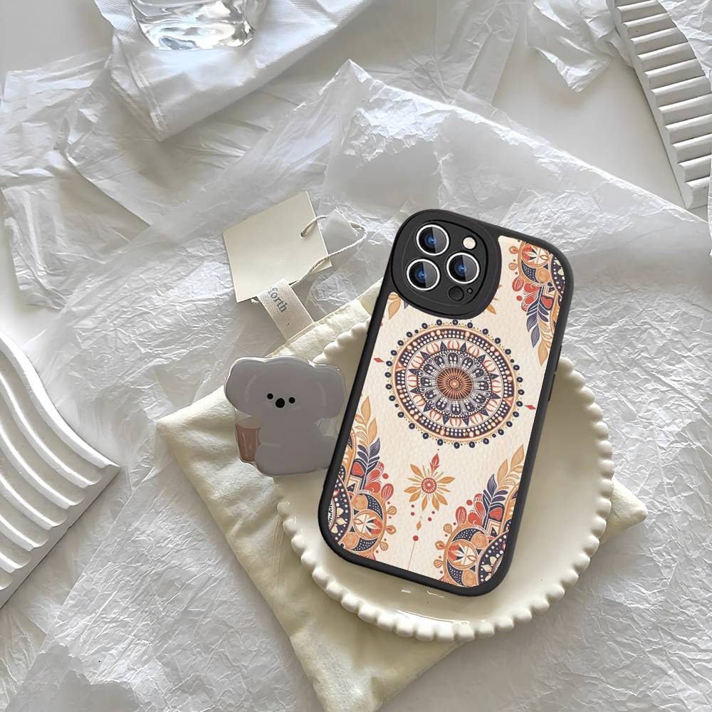 Mandala Painting Phone Case For iPhone 16 15 14 13 12 11 Pro Max Plus Leather Shockproof Cover