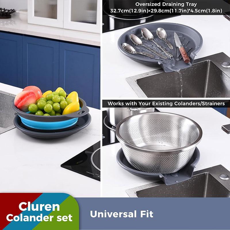 3/4PCS Foldable Collapsible Colander Set Drain Basket with Self-Draining Base Vegetables Fruit Washing Basket Kitchen Drainer