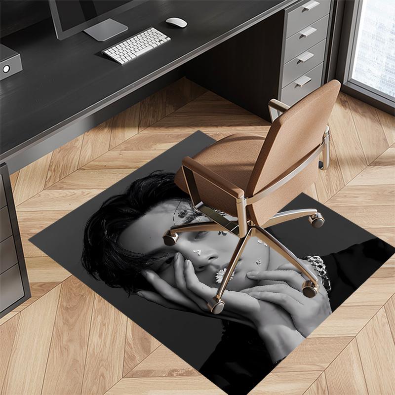 1pc Jin singer2 Print Area Rug - Soft, Washable Non-Slip Indoor Mat for Office Chairs, Living Room, Home Office Decorative Rug