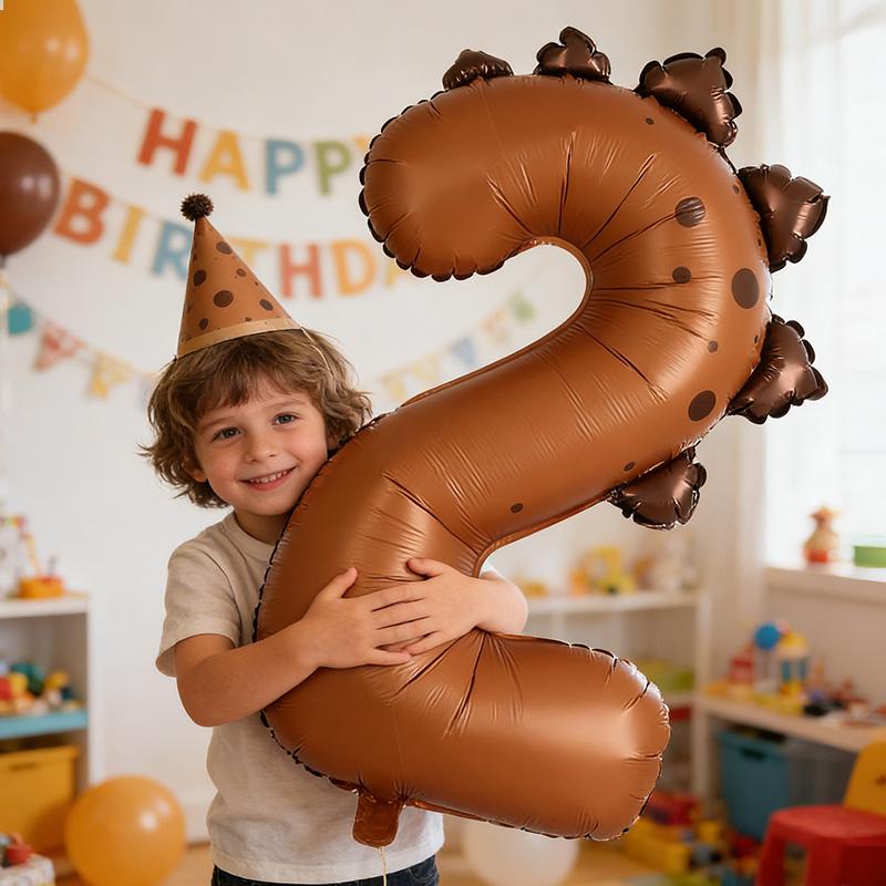 40Inch Dinosaur Digital Balloons Boy Girl 1st Jungle Birthday Party Decoration Cartoon 1-3 Year Old Kids Number Foil Balloon