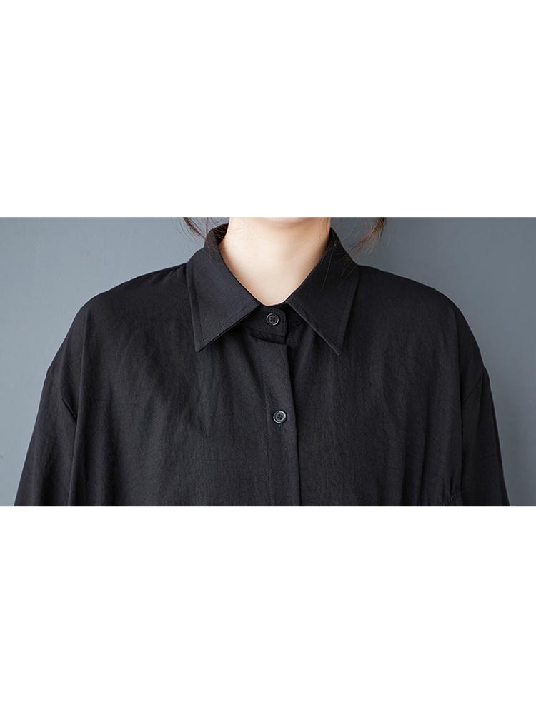 Xitao Pleated Single Breasted Lapel Dress GYX1542