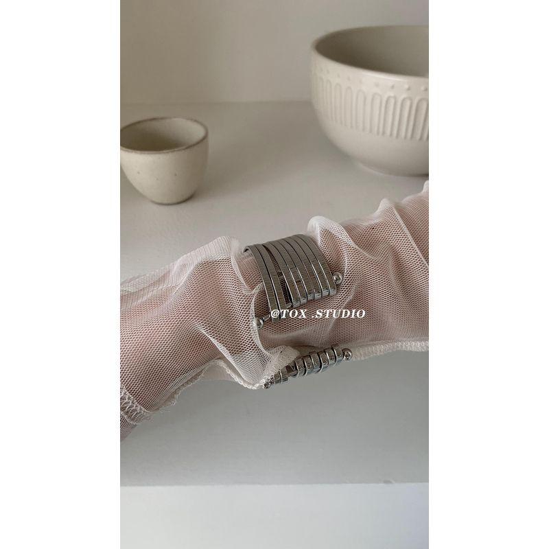 

Tox ACC Fashion Style Fancy Silver Multi-Layer Open Ins All-Match Bracelet Wide Bracelet for Women Silver