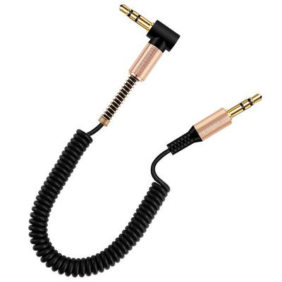 1,8m pružinový AUX audio kabel 3,5mm pro auto, sluchátka, reproduktory a mikrofony