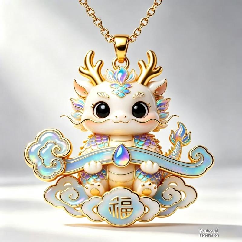Nine Tailed Fox Pendant Necklace Exquisite Jade Like Design Golden Chain Ideal For Daily Wear Dating And Gift For Women