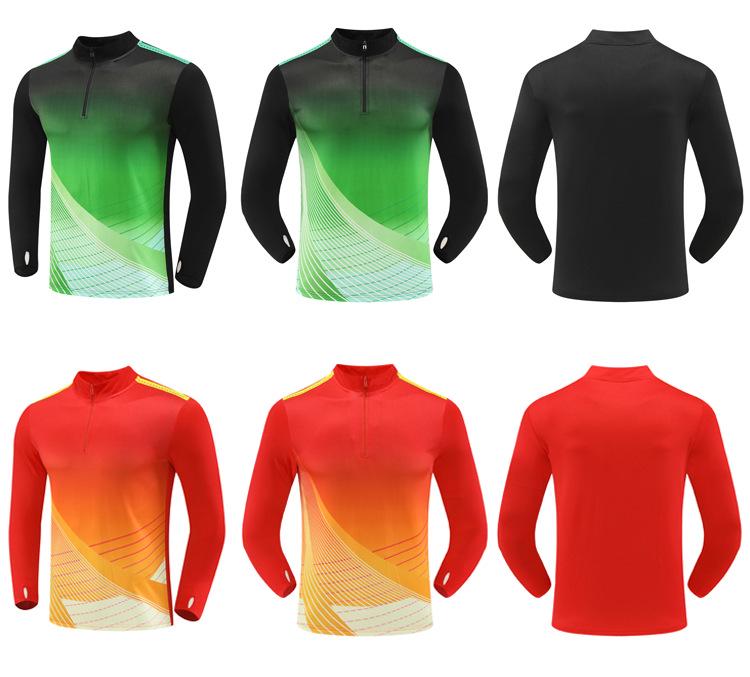 Unisex Autumn Winter Long Sleeve Football Training Suit with Half Zip for Children and Adults