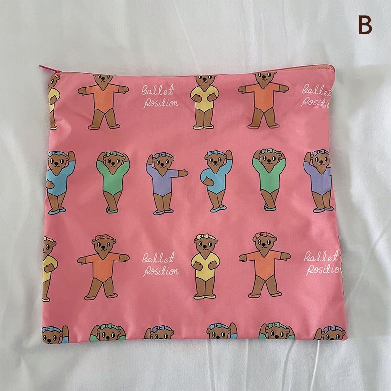 Kawaii Makeup Bag  Cartoon Bear Pattern Cosmetic Pouch Toiletry Bag Large Capacity Portable Stationery Bag