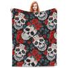 Skull Pattern Flannel Blanket Digital Print Blanket Halloween Gift Bedroom Sofa Decoration
