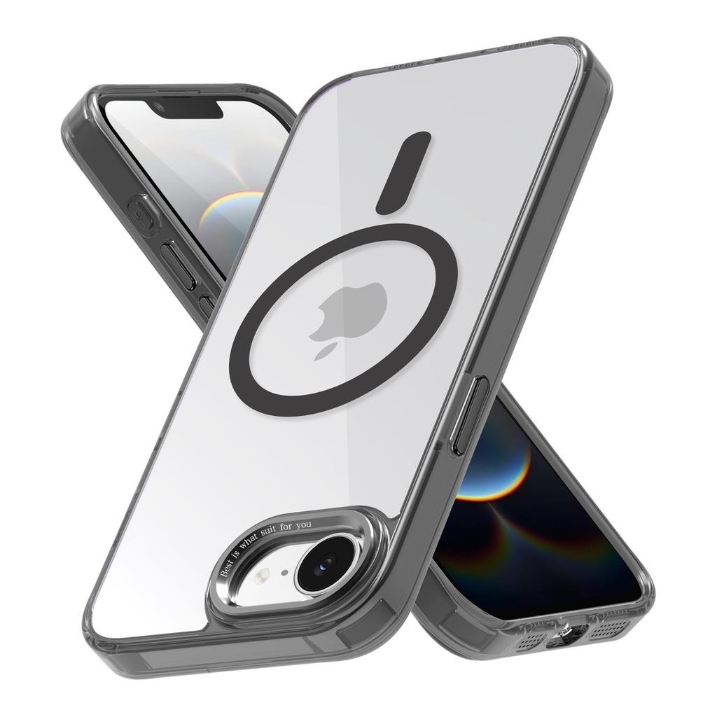For iphone 17 16 15 Pro Plus Max Air and 17e 16e Case Clear Color Magnetic Metal Keys Anti-Drop and Anti-Fingerprint Phone Cover