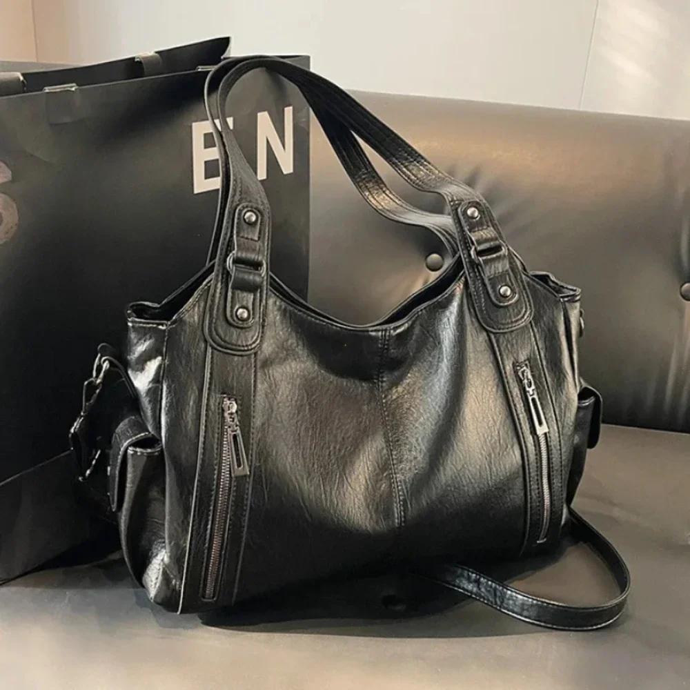 Soft Interior Compartment Shoulder Bags 2024 High Quality Contrasting Colors Bags for Women Fashion Zipper Pu Women's Handbags