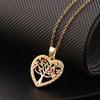 Colorful Zircon Hollow Heart Shape Tree of Life Pendant Necklace with Tassel Design Women's Jewelry