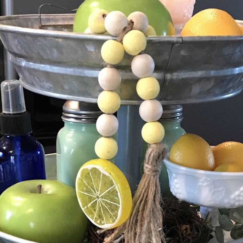 Dekorativ Naturlig Träpärlkrans Tofs Snöre Väggupphängning Tofs Snöre Handgjord Krans Bondgårds Prydnad Heminredning