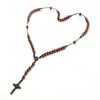Crocifisso lavorato a mano Tessitura religiosa Rosario Rosario Cattolico Ciondolo Collana di Gesù Cristiana Gioielli Religiosi per W