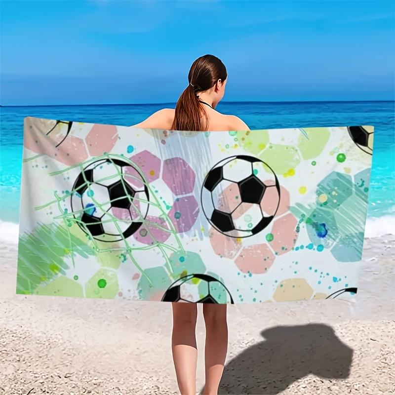 Football and Geometric Patterns polyester microfiber beach towel is highly absorbent, suitable for swimming and beach outings