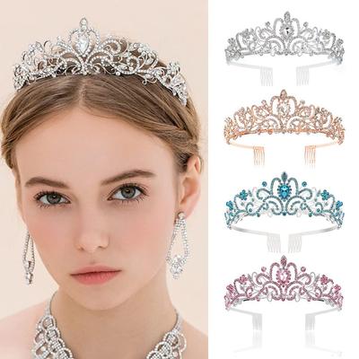 Headbands Wedding Prom Princess Rhinestone Crown Silver Tiara Crown with Combs Crystal Headband