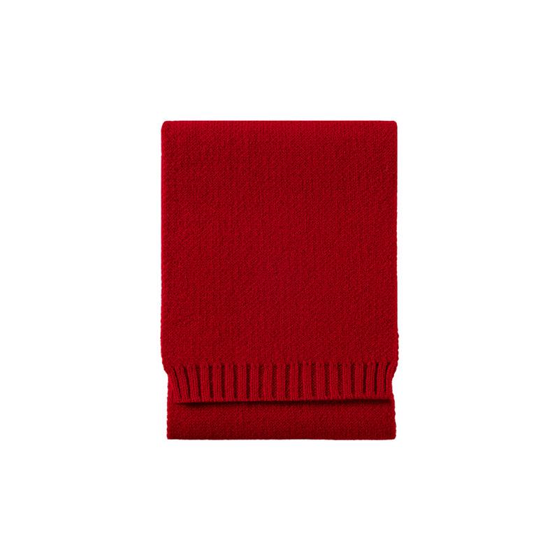 Elegant Red 100% Wool Scarf: Korean Style, Versatile Shawl for Autumn & Winter