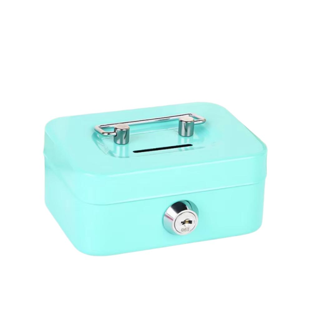 Creative Mini Lockable Cash Box Metal Sturdy Construction Money Safe Case with Handle Portable Lock Box for Adults