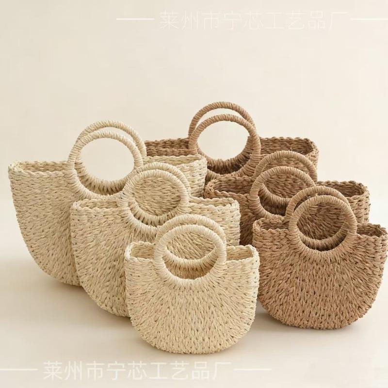 French straw bag ins woven handbag summer beach bag versatile Internet celebrity women bag Mori seaside vacation