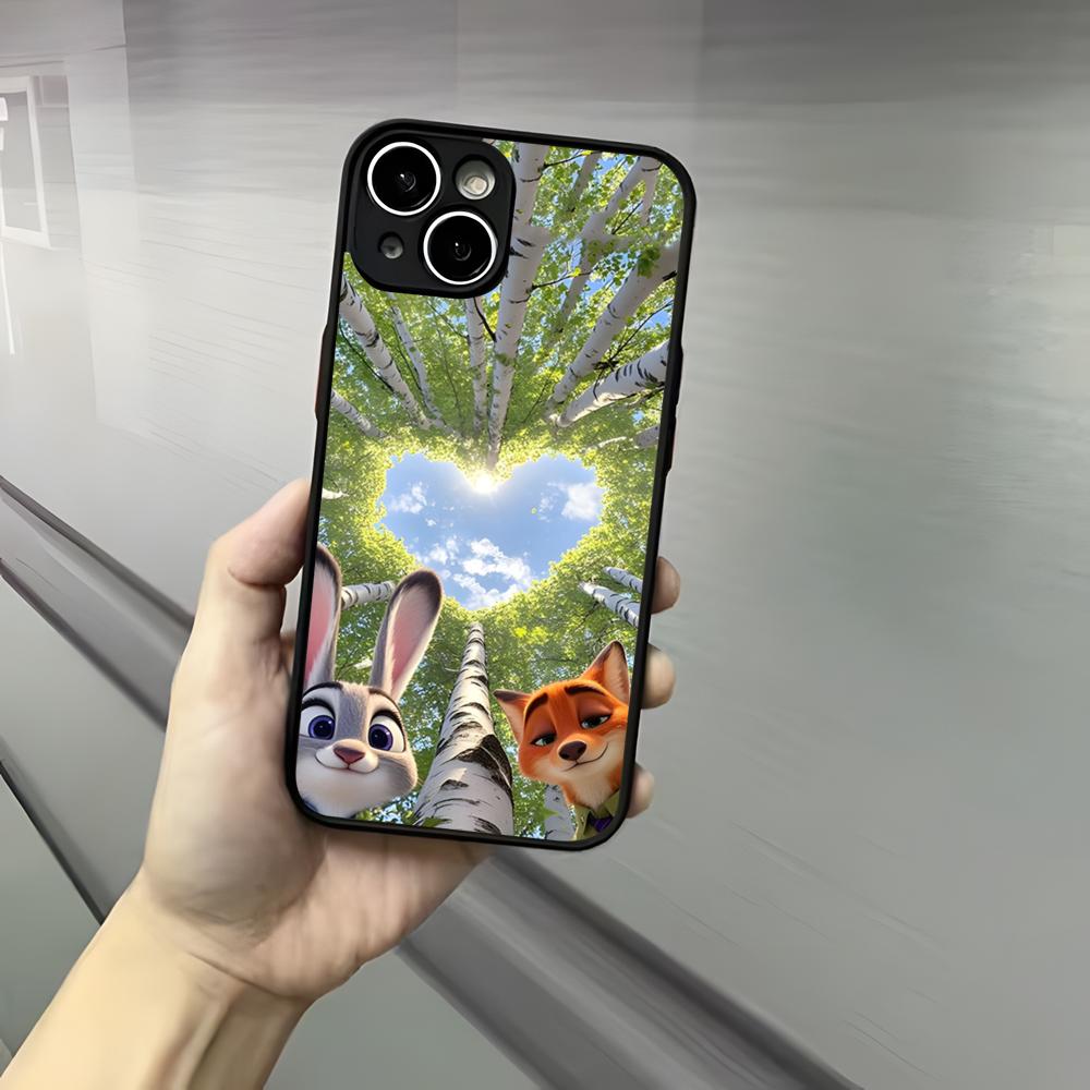 Z-ZootopiaS Nick Judy Phone Case For Iphone 17 16 15 14 13 12 Pro Max Xr Air Plus Skin Feel Black Hard Shell Cover
