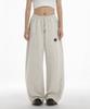 Paensyo Symbol Snap Wide Fleece-Lined Pants - Oatmeal