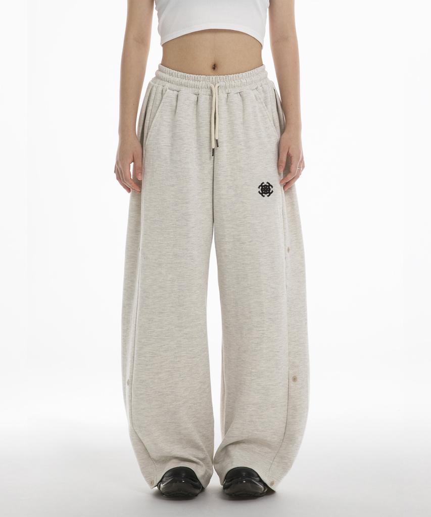 Paensyo Symbol Snap Wide Fleece-Lined Pants - Oatmeal