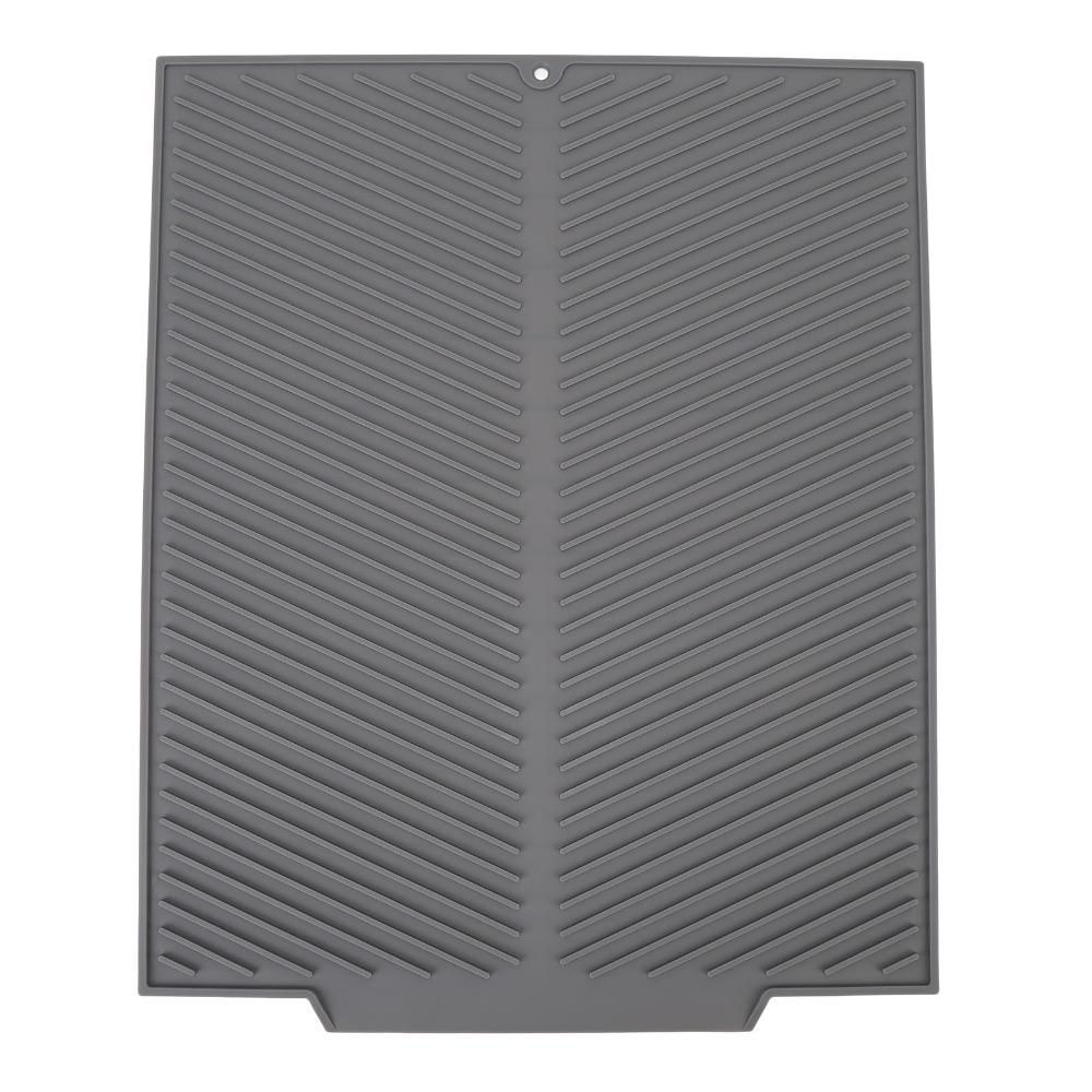Grey White Dish Drying Mat Silicone Sink Drainer Mat Kitchen Counter Drain Pad  Multi Functional