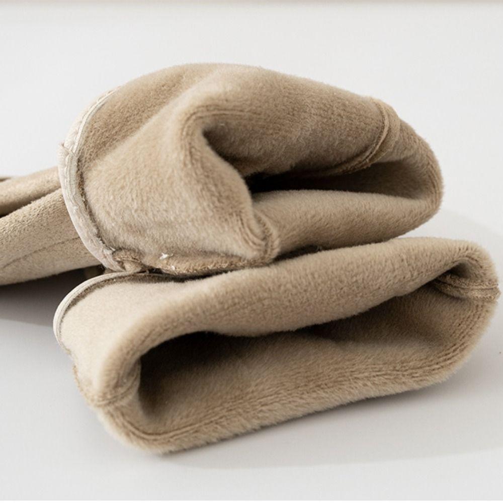 Velvet Winter Bow Suede Gloves Soft Women Cycling Mittens Cute Pu Leather Gloves  Outdoor