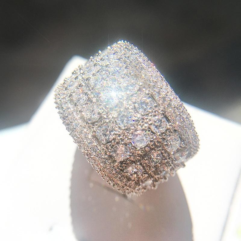 Schillernder Markenschmuck, weißer Strass-Ring, modischer Verlobungs-Ehering für Frauen